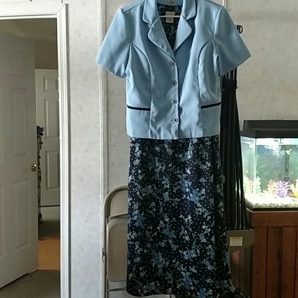 Spring Easter BlueWhite Stag floral dress & jacket